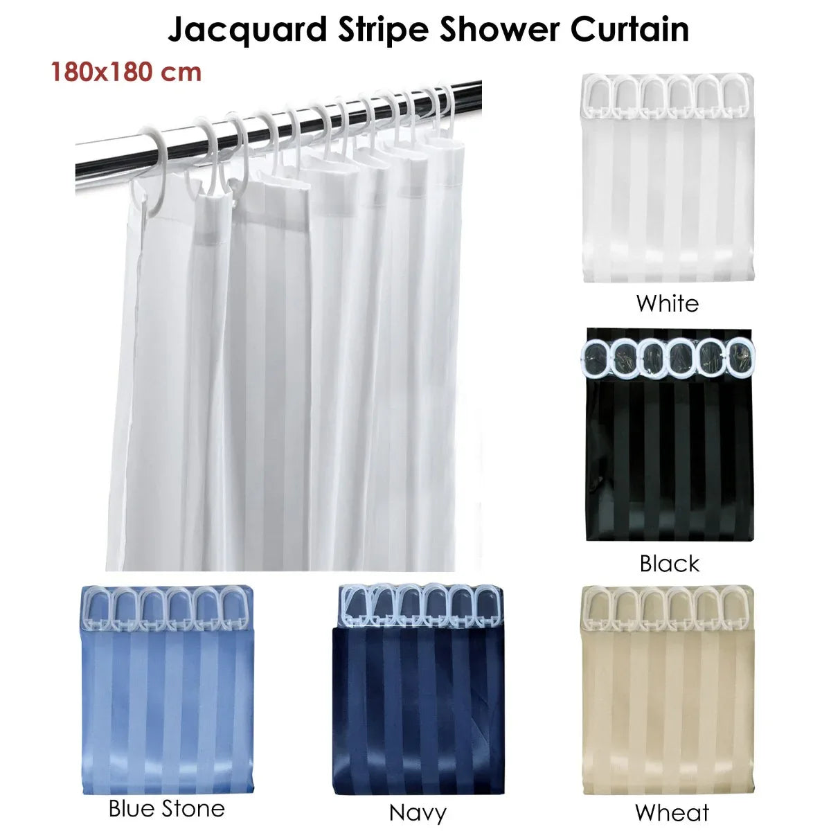 Jacquard Stripe Shower Curtain Wheat - Mekamart Australia