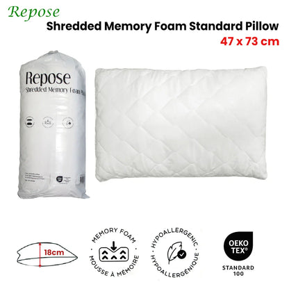 Repose Shredded Memory Foam Standard Pillow 47x73cm - Mekamart Australia