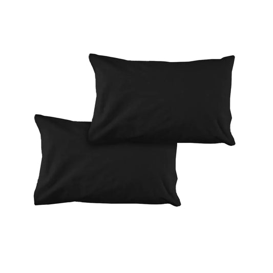 Pair of Solid Colour Microfiber Standard Pillowcases 48x73cmx15cm (Flap) Black - Mekamart Australia