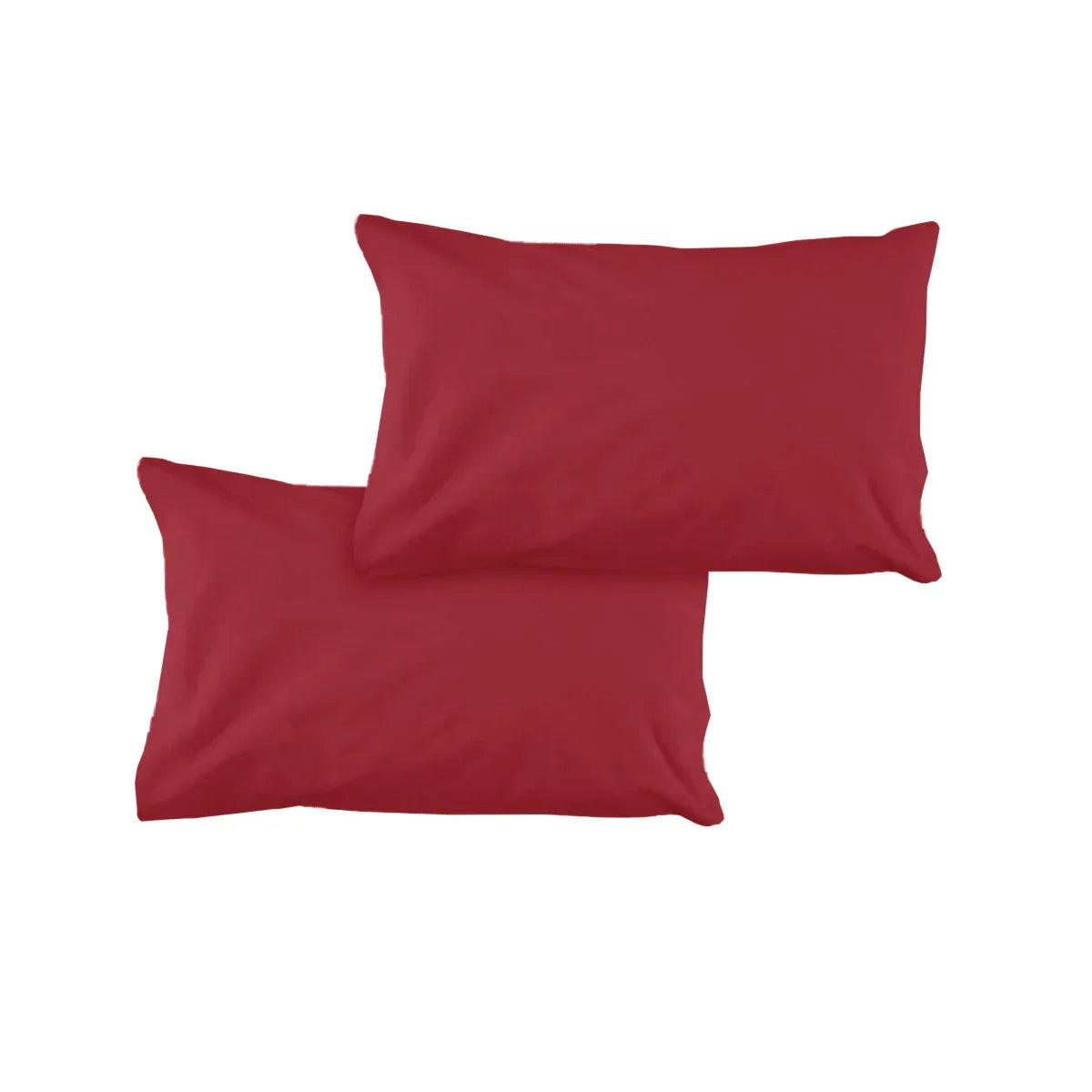Pair of Solid Colour Microfiber Standard Pillowcases 48x73cmx15cm (Flap) Cherry - Mekamart Australia