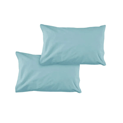 Pair of Solid Colour Microfiber Standard Pillowcases 48x73cmx15cm (Flap) Frost Blue - Mekamart Australia