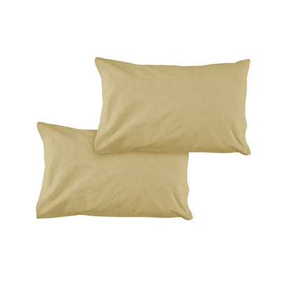 Pair of Solid Colour Microfiber Standard Pillowcases 48x73cmx15cm (Flap) Gold - Mekamart Australia
