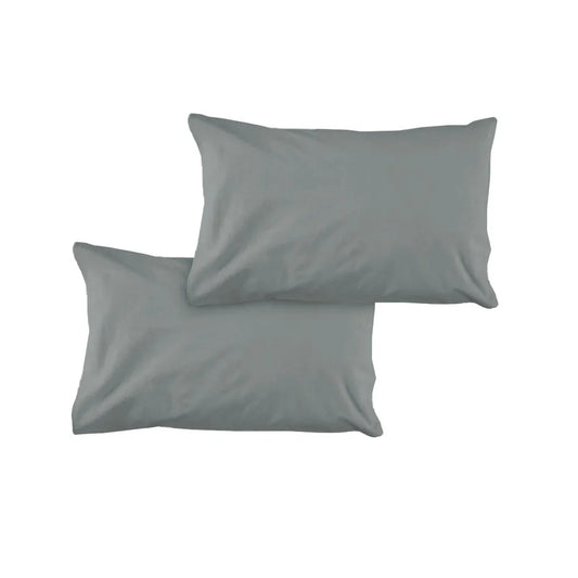 Pair of Solid Colour Microfiber Standard Pillowcases 48x73cmx15cm (Flap) Grey - Mekamart Australia