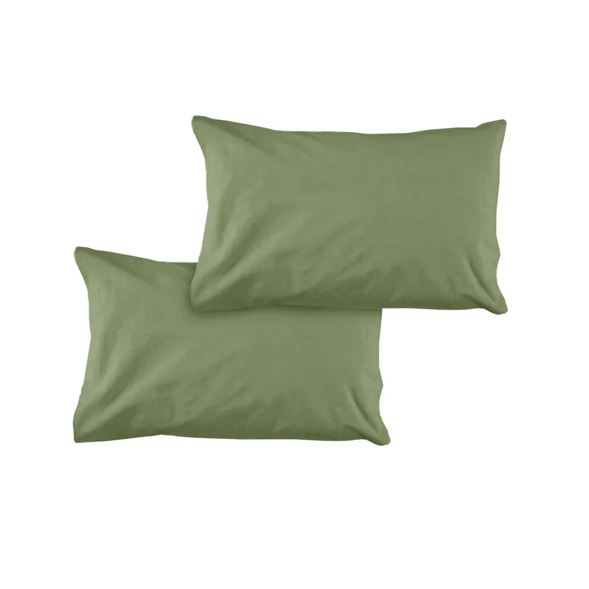 Pair of Solid Colour Microfiber Standard Pillowcases 48x73cmx15cm (Flap) Olive - Mekamart Australia