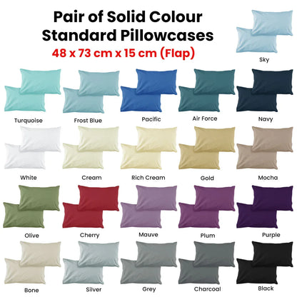 Pair of Solid Colour Microfiber Standard Pillowcases 48x73cmx15cm (Flap) Sky - Mekamart Australia