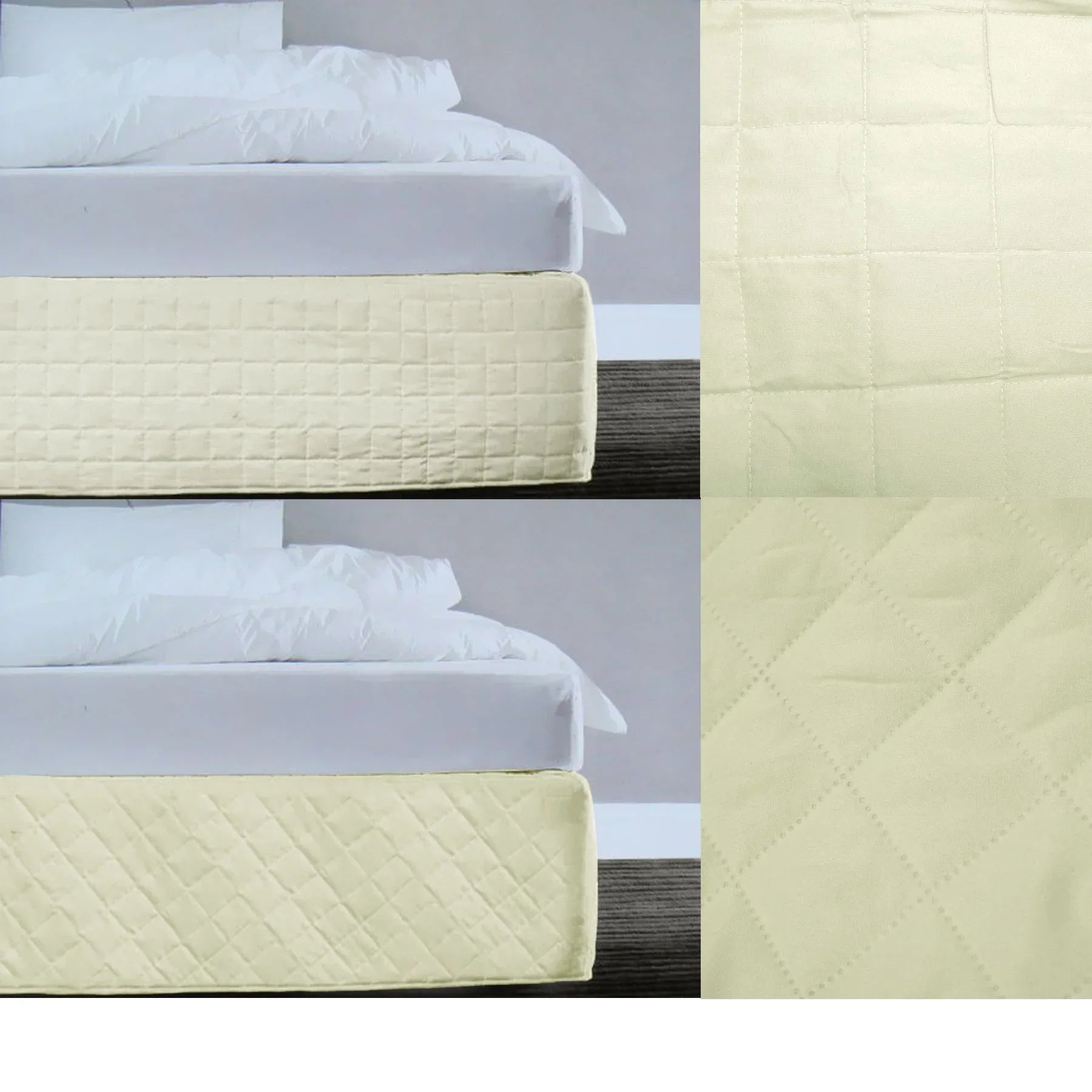 Random Pattern Quilted Valance Cream Queen - Mekamart Australia