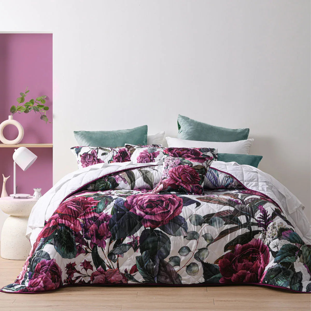 Bianca Abigail Berry Floral Printed Quilted Bedspread Set King - Mekamart Australia