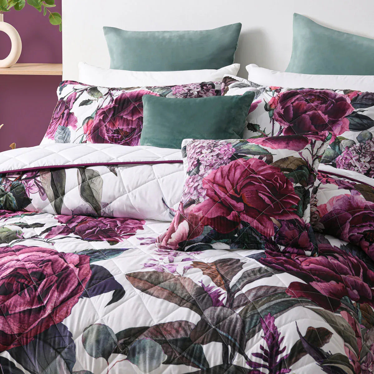 Bianca Abigail Berry Floral Printed Quilted Bedspread Set King - Mekamart Australia