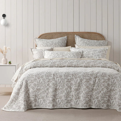 Bianca Ameila Stone Jacquard Quilted Foliage Bedspread Set King - Mekamart Australia