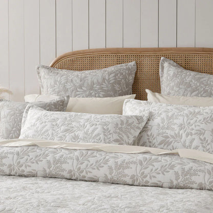 Bianca Ameila Stone Jacquard Quilted Foliage Bedspread Set King - Mekamart Australia