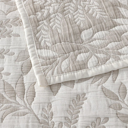 Bianca Ameila Stone Jacquard Quilted Foliage Bedspread Set King - Mekamart Australia