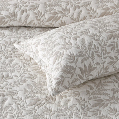 Bianca Ameila Stone Jacquard Quilted Foliage Bedspread Set Super King - Mekamart Australia