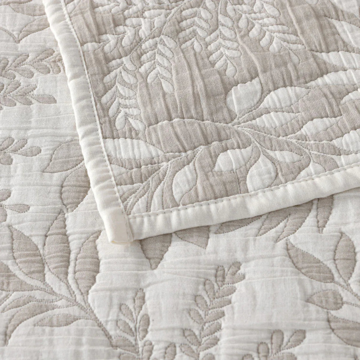 Bianca Ameila Stone Jacquard Quilted Foliage Bedspread Set Super King - Mekamart Australia