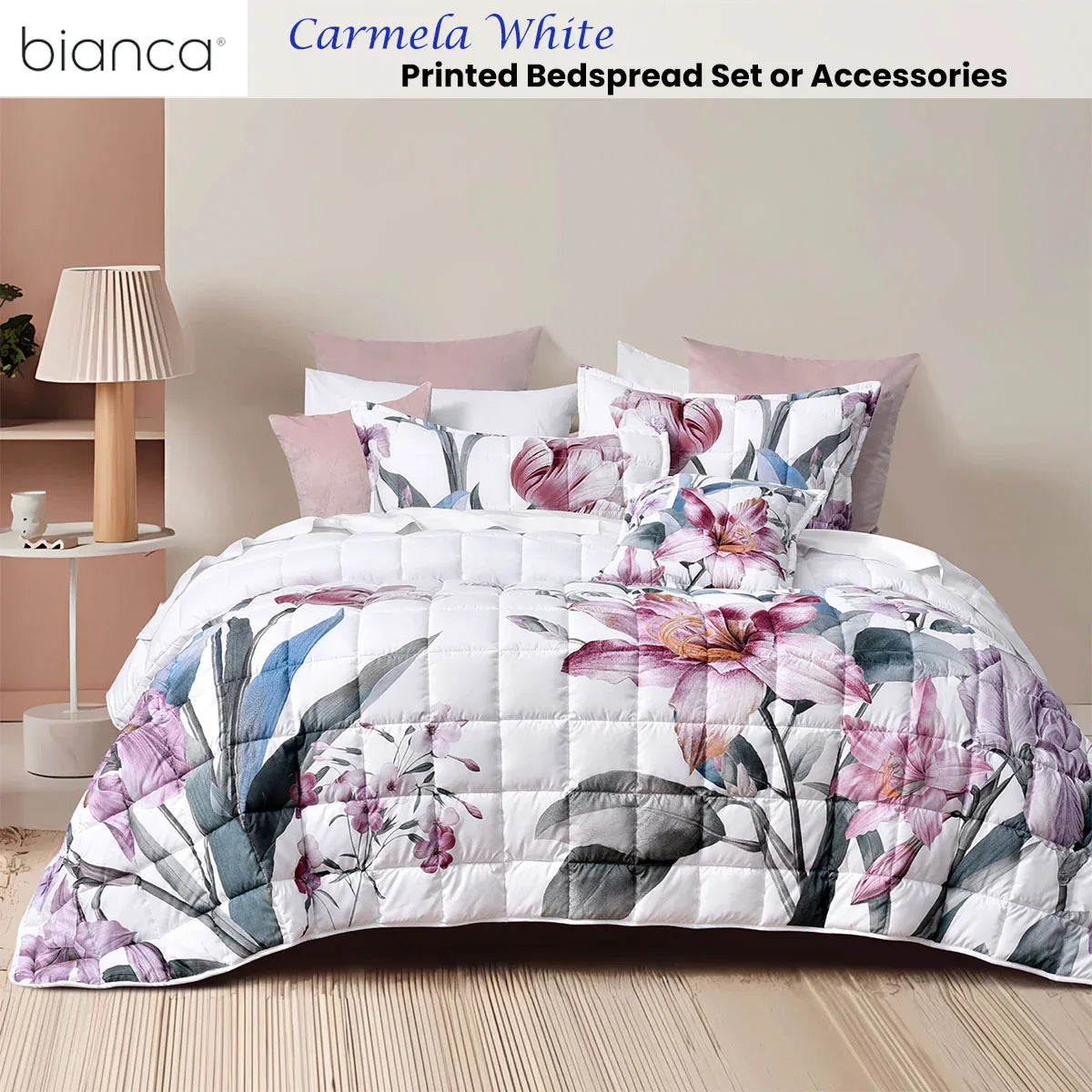 Bianca Carmela White Polyester Bedspread Set King - Mekamart Australia