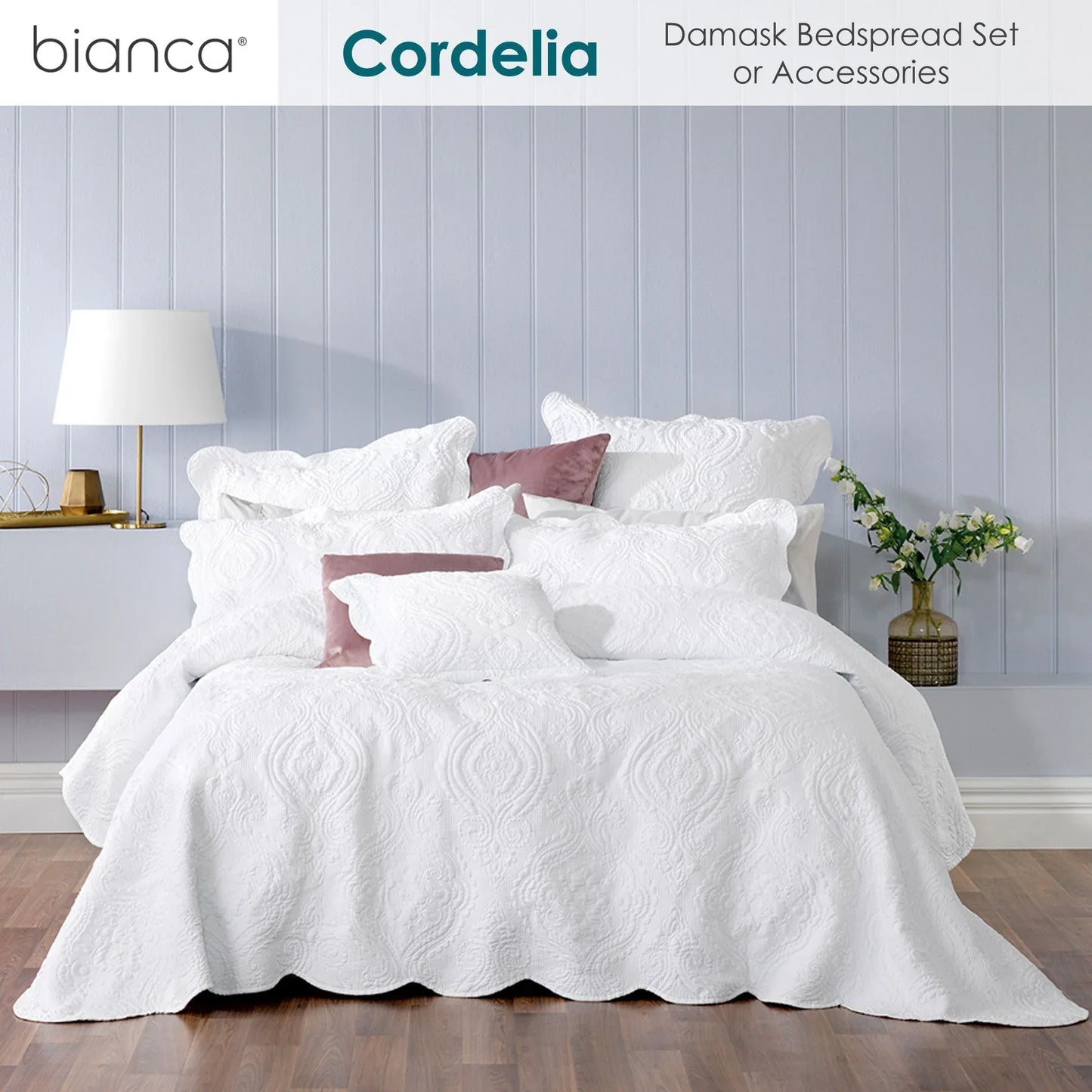 Bianca Elegance Cordelia White Bedspread Set King - Mekamart Australia