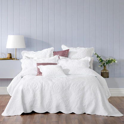 Bianca Elegance Cordelia White Bedspread Set Queen - Mekamart Australia