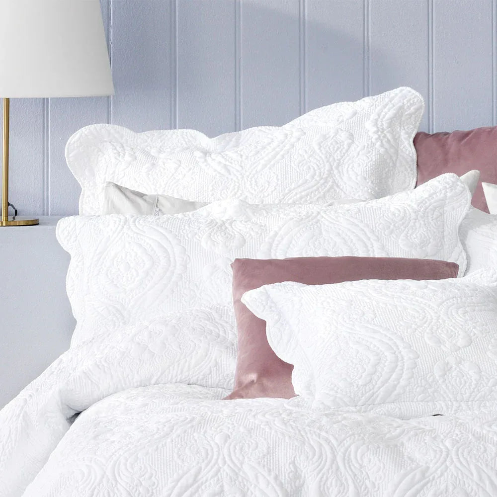 Bianca Elegance Cordelia White Bedspread Set Queen - Mekamart Australia