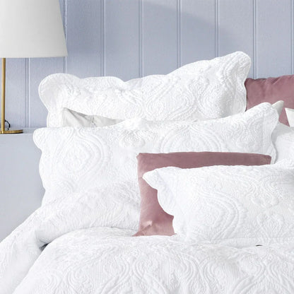 Bianca Elegance Cordelia White Bedspread Set Queen - Mekamart Australia