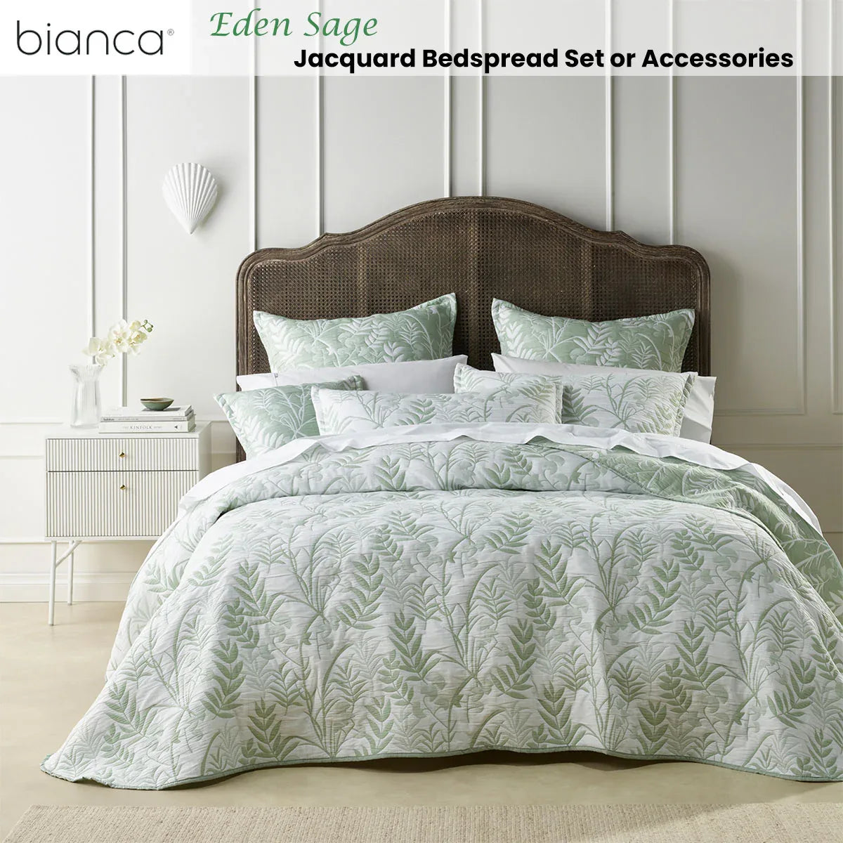 Bianca Eden Sage Jacquard Bedspread Set King - Mekamart Australia