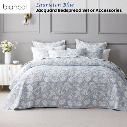 Bianca Laurieton Blue Jacquard Botanical Bedspread Set King - Mekamart Australia