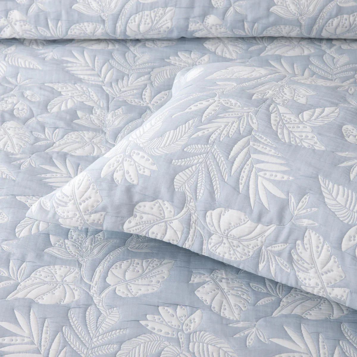 Bianca Laurieton Blue Jacquard Botanical Bedspread Set King - Mekamart Australia