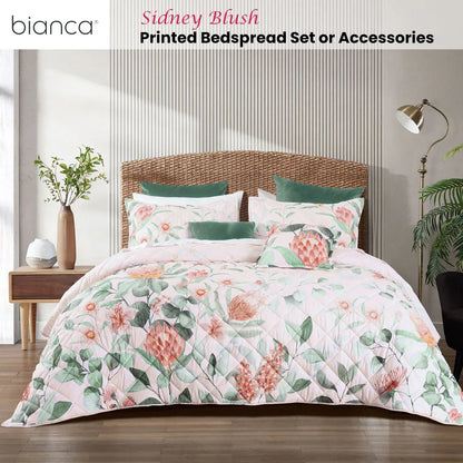Bianca Sidney Blush Printed Floral Bedspread Set Queen - Mekamart Australia
