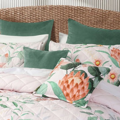 Bianca Sidney Blush Printed Floral Bedspread Set Queen - Mekamart Australia