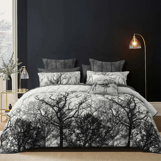 Bianca Boscage Black Forest Printed Quilted Polyester Coverlet Set Super King - Mekamart Australia