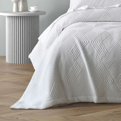 Bianca Cassiano White Polyester Jacquard Coverlet Set Single/Double - Mekamart Australia