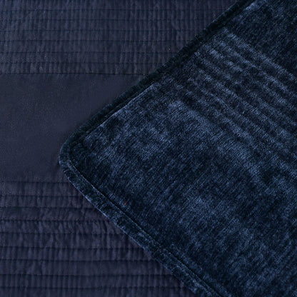Bianca Cyrano Indigo Soft Velvet Polyester Quilted Coverlet Set Super King - Mekamart Australia