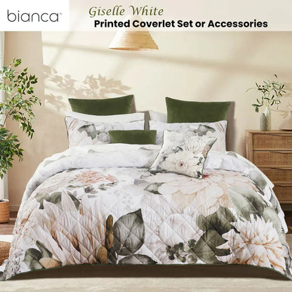 Bianca Giselle White Polyester Printed Floral Coverlet Set Single/Double - Mekamart Australia
