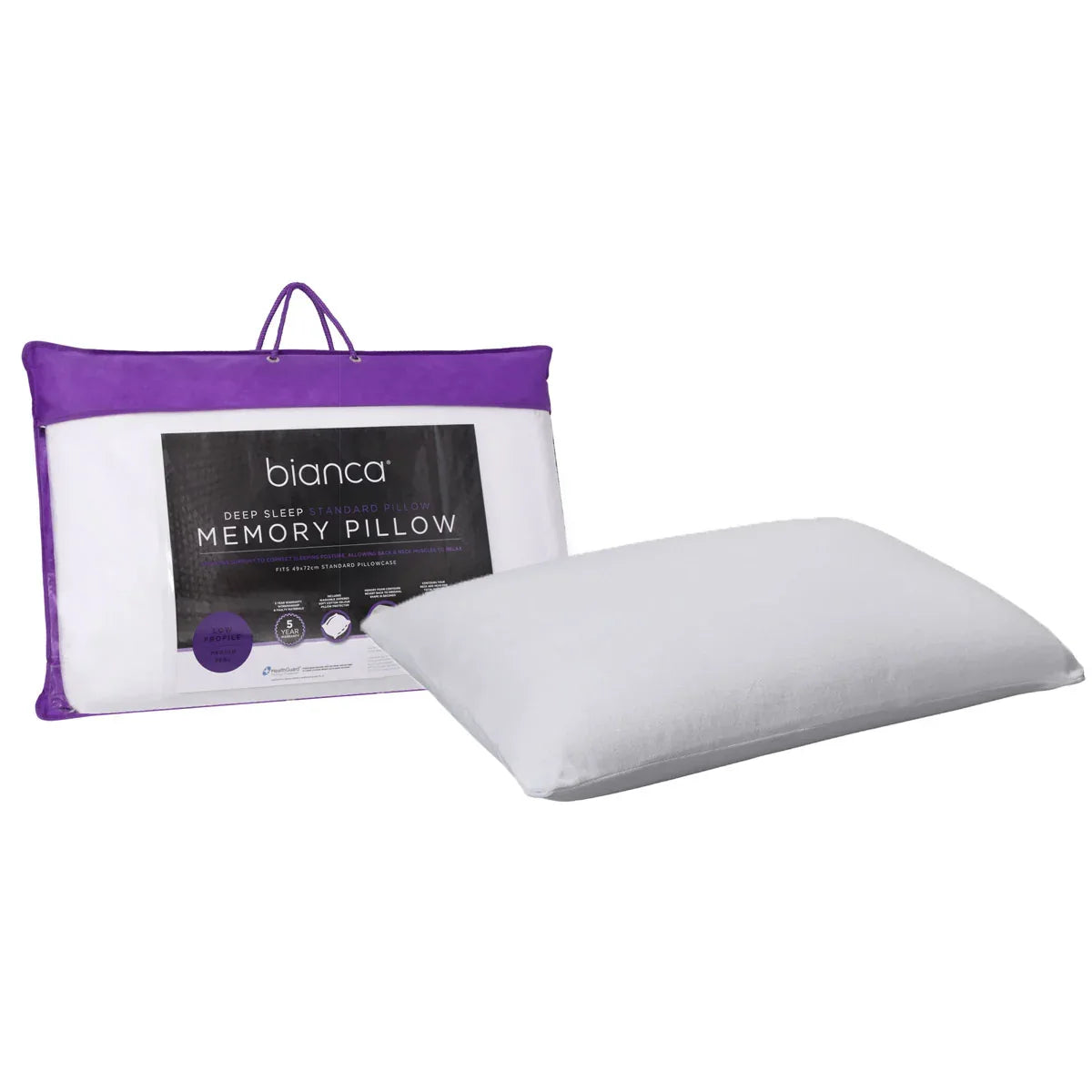 Bianca Memory Foam Low Profile Standard Pillow 65 x 40 cm - Mekamart Australia