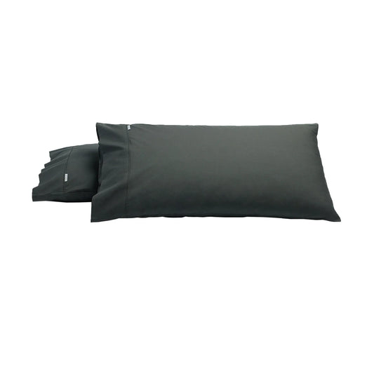 Bianca Pair of Heston Cotton Percale King Pillowcases Charcoal - Mekamart Australia