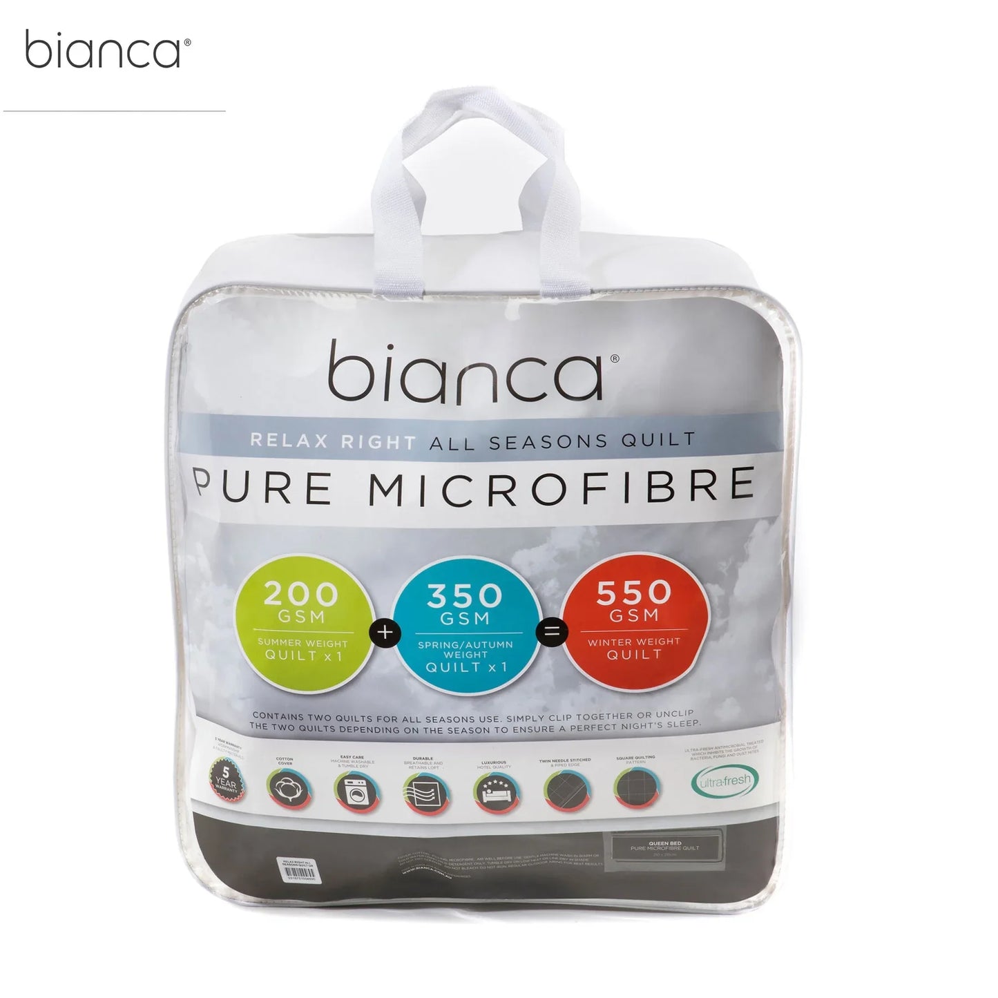 Bianca Pure Microfibre All Seasons Quilt King - Mekamart Australia
