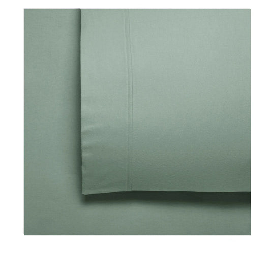 Bianca Fletcher Flannelette Cotton Sheet Set Sage Single - Mekamart Australia