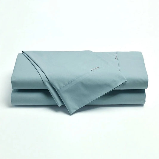 Bianca Heston Cotton Percale Sheet Set Steel Blue Single - Mekamart Australia