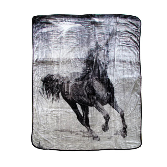 375gsm 1 Ply 3D Print Faux Mink Blanket Queen 200x240 cm Galloping Horse - Mekamart Australia