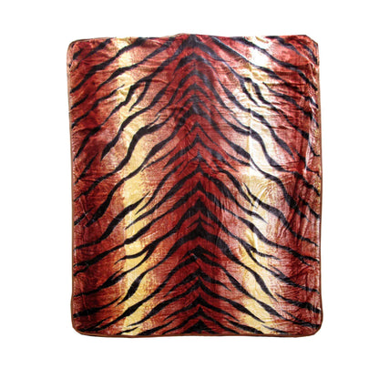 375gsm 1 Ply Animal Print Faux Mink Blanket Queen 200x240 cm Tiger - Mekamart Australia