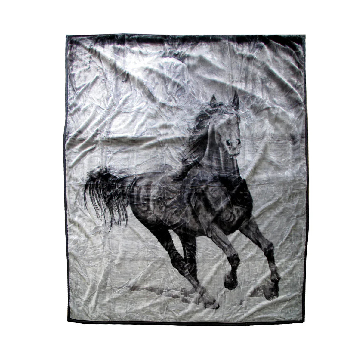 675gsm 2 Ply 3D Print Faux Mink Blanket Queen 200x240 cm Galloping Horse - Mekamart Australia