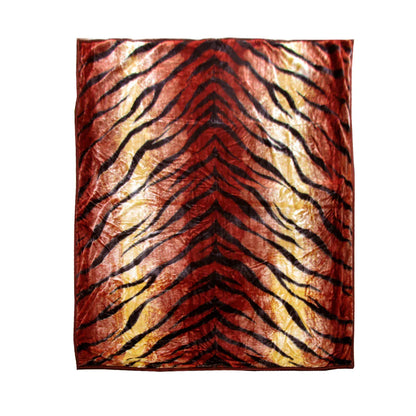 675gsm 2 Ply Animal Print Faux Mink Blanket Queen 200x240 cm Tiger - Mekamart Australia