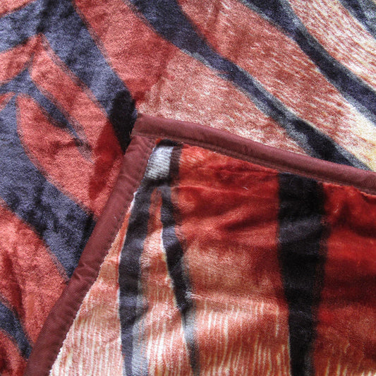 675gsm 2 Ply Animal Print Faux Mink Blanket Queen 200x240 cm Tiger - Mekamart Australia