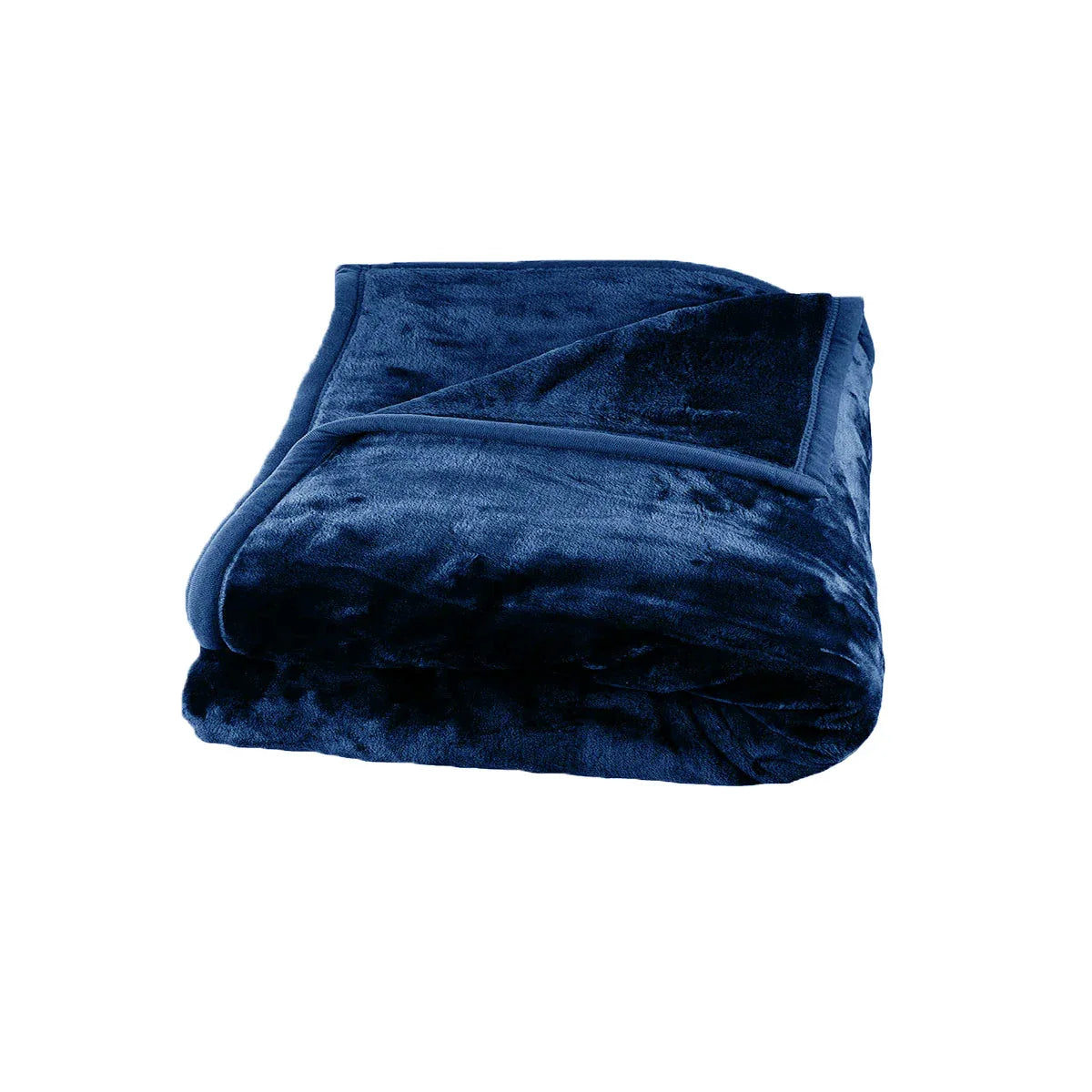 675gsm 2 Ply Solid Faux Mink Blanket Queen 200x240 cm Navy - Mekamart Australia