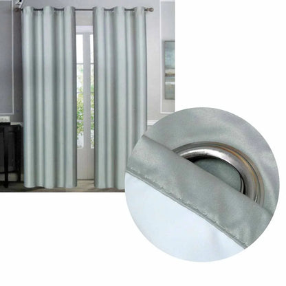 Emporio Hudson Pair of Coated Back Blockout Eyelet Curtains 137 x 213cm each Silver - Mekamart Australia