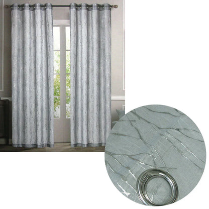 Pair of Sheer Eyelet Curtains Grey with Silver Foils 137 x 213 cm - Mekamart Australia