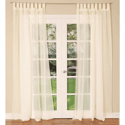 Pair of Sheer Mosquito Net Tab Top Curtains 150 x 240 cm Cream - Mekamart Australia