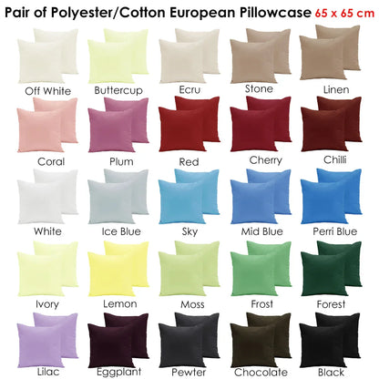 Pair of Polyester Cotton European Pillowcases Sky - Mekamart Australia
