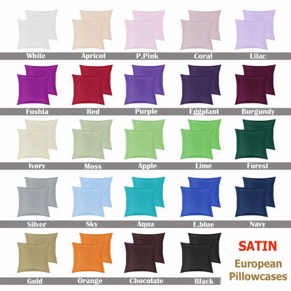 PepperMIll Satin European Pillowcases ( Pair ) CORAL - Mekamart Australia