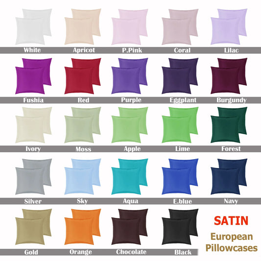 PepperMIll Satin European Pillowcases ( Pair ) MOSS - Mekamart Australia