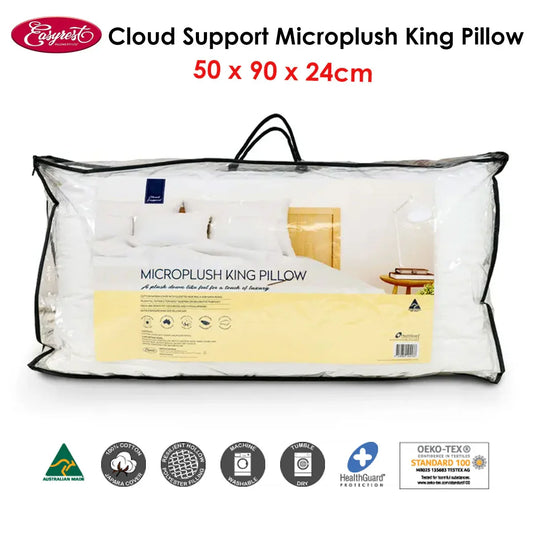 Easyrest Cloud Support Microplush King Pillow 50 x 90 x 24 cm - Mekamart Australia