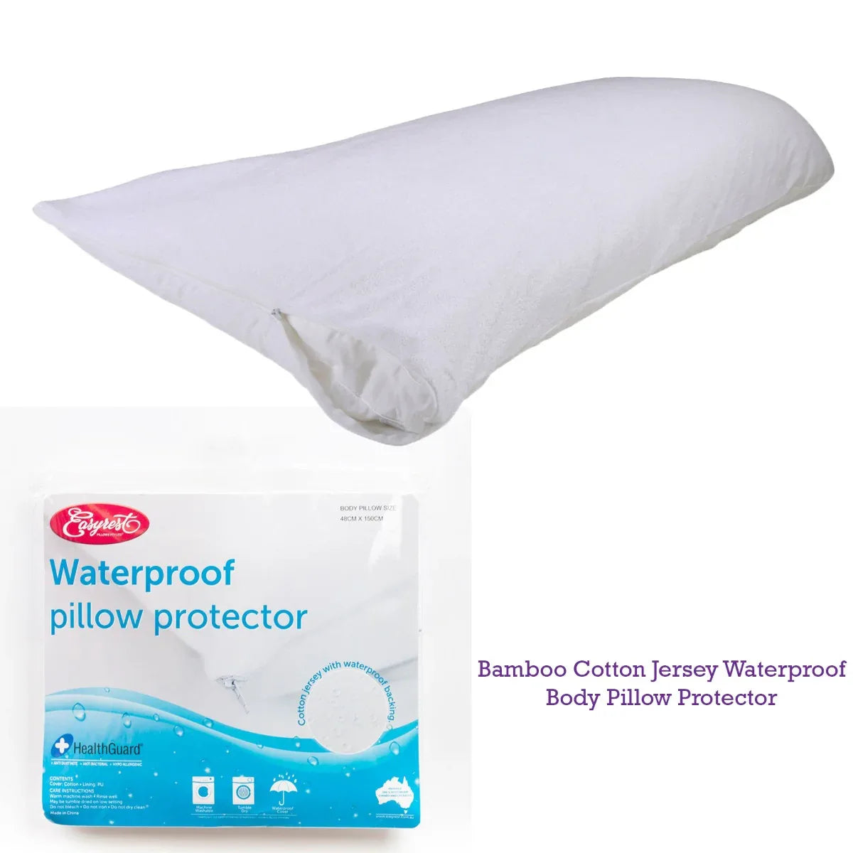 Easyrest Bamboo Cotton Jersey Waterproof Body Pillow Protector - Mekamart Australia